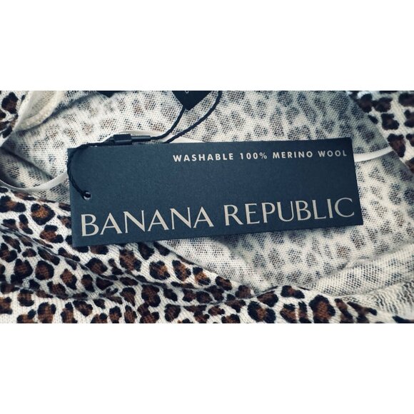 NWT Banana Republic Small Leopard Print V-Neck Merino Wool Sweater - Picture 6 of 15